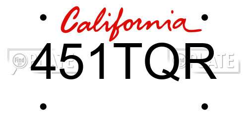 451TQR California License Plate