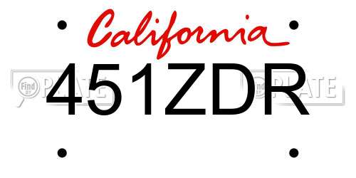 451ZDR California License Plate