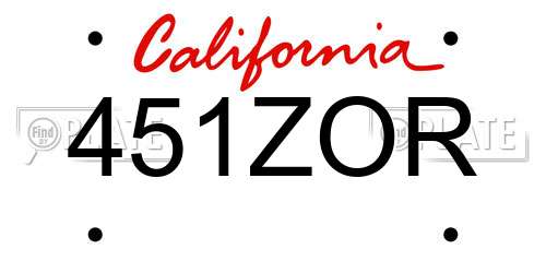 451ZOR California License Plate
