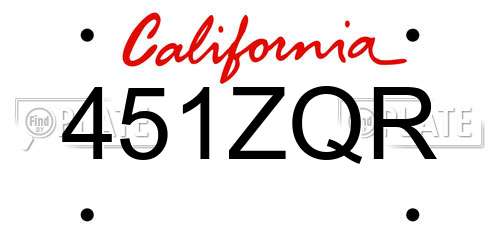451ZQR California License Plate