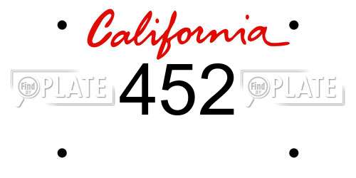 452 California License Plate
