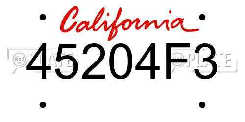 45204F3 California License Plate