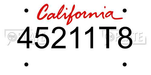 45211T8 California License Plate
