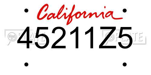 45211Z5 California License Plate
