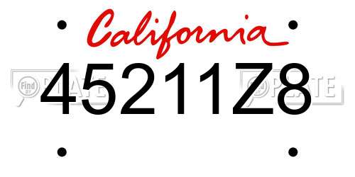 45211Z8 California License Plate