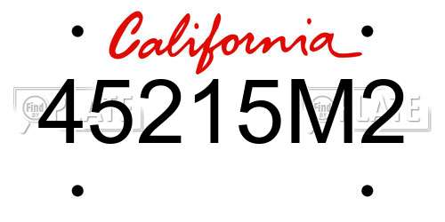 45215M2 California License Plate