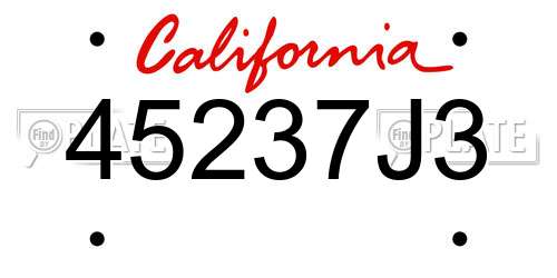 45237J3 California License Plate
