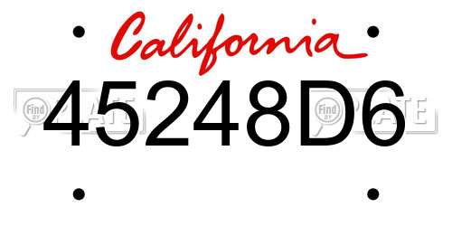 45248D6 California License Plate