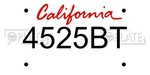 4525BT California License Plate