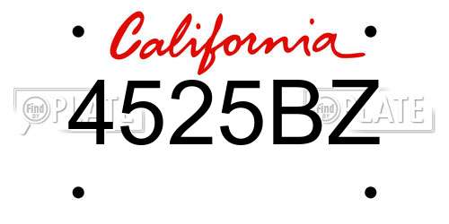 4525BZ California License Plate