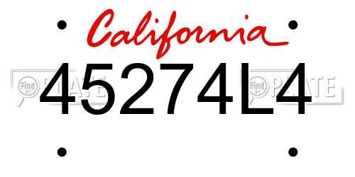 45274L4 California License Plate