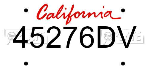 45276DV California License Plate