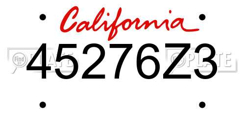 45276Z3 California License Plate