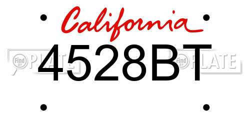 4528BT California License Plate