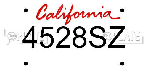 4528SZ California License Plate
