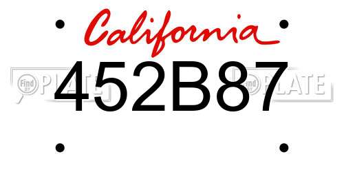 452B87 California License Plate