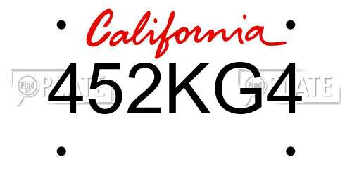452KG4 California License Plate