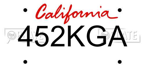 452KGA California License Plate