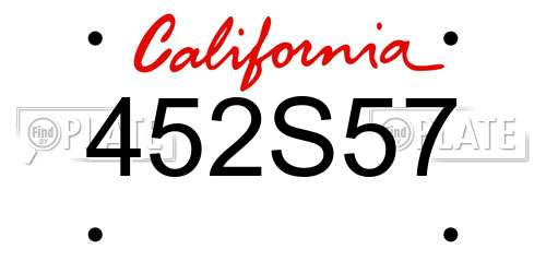 452S57 California License Plate