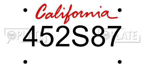 452S87 California License Plate