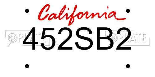 452SB2 California License Plate