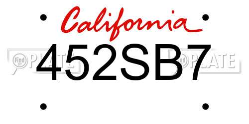 452SB7 California License Plate
