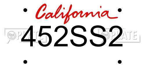 452SS2 California License Plate