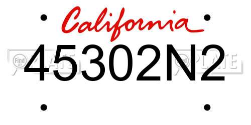 45302N2 California License Plate