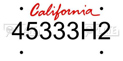 45333H2 California License Plate