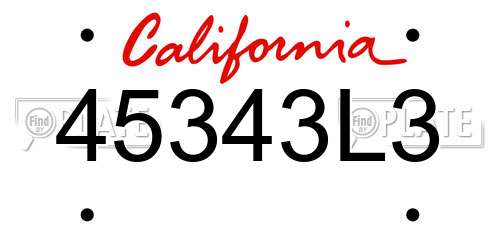 45343L3 California License Plate