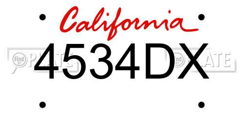 4534DX California License Plate