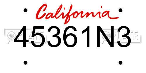 45361N3 California License Plate