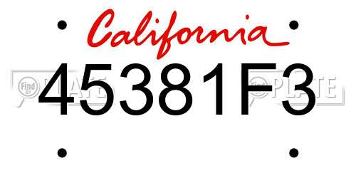 45381F3 California License Plate