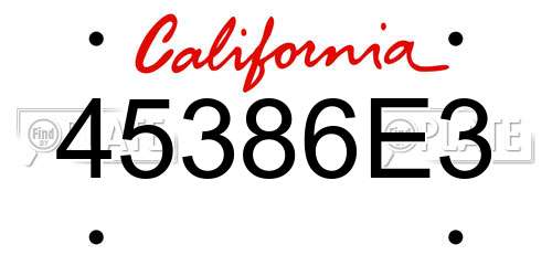 45386E3 California License Plate
