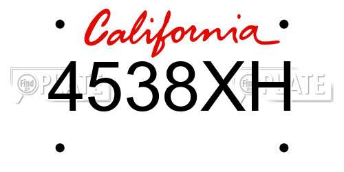 4538XH California License Plate