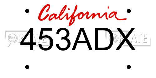453ADX California License Plate