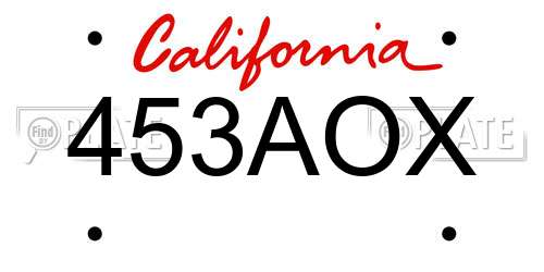 453AOX California License Plate