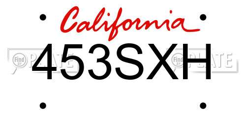 453SXH California License Plate
