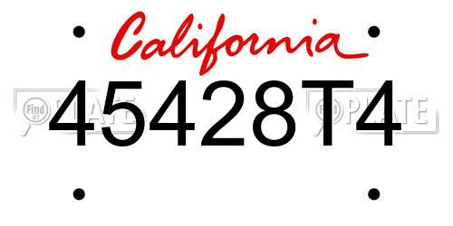 45428T4 California License Plate