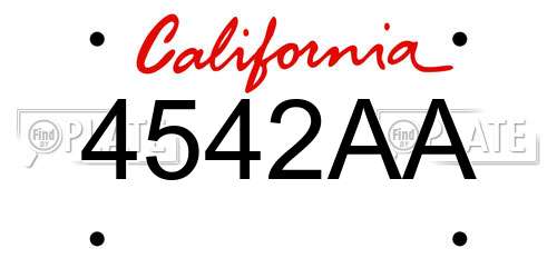 4542AA California License Plate
