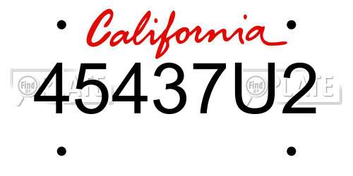 45437U2 California License Plate