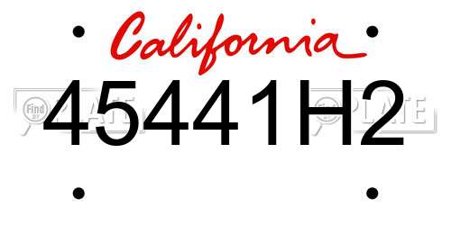 45441H2 California License Plate