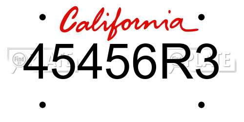 45456R3 California License Plate