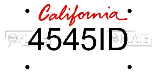 4545ID California License Plate