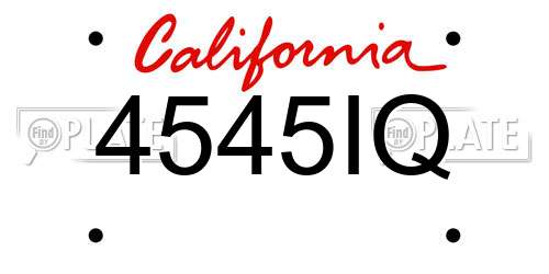 4545IQ California License Plate