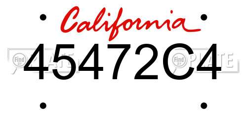 45472C4 California License Plate