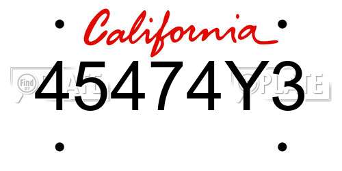 45474Y3 California License Plate