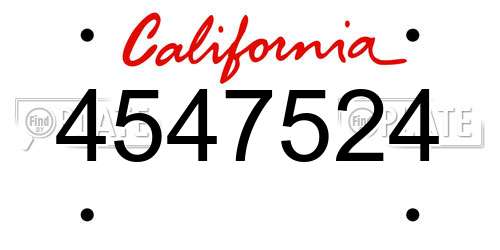 4547524 California License Plate