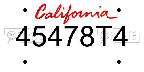 45478T4 California License Plate