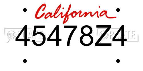 45478Z4 California License Plate